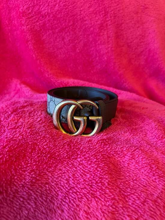 Gucci Accessories - Gucci GG Marmont Belt in GG Supreme Canvas with Double G Buckle